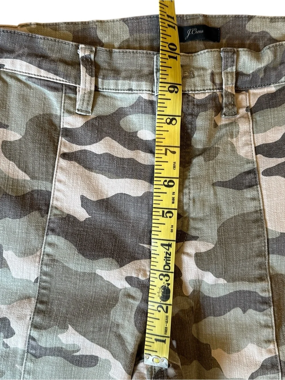 J. Crew Vintage Straight Cargo Camo Pants High Rise Cropped Green Tan Size 28